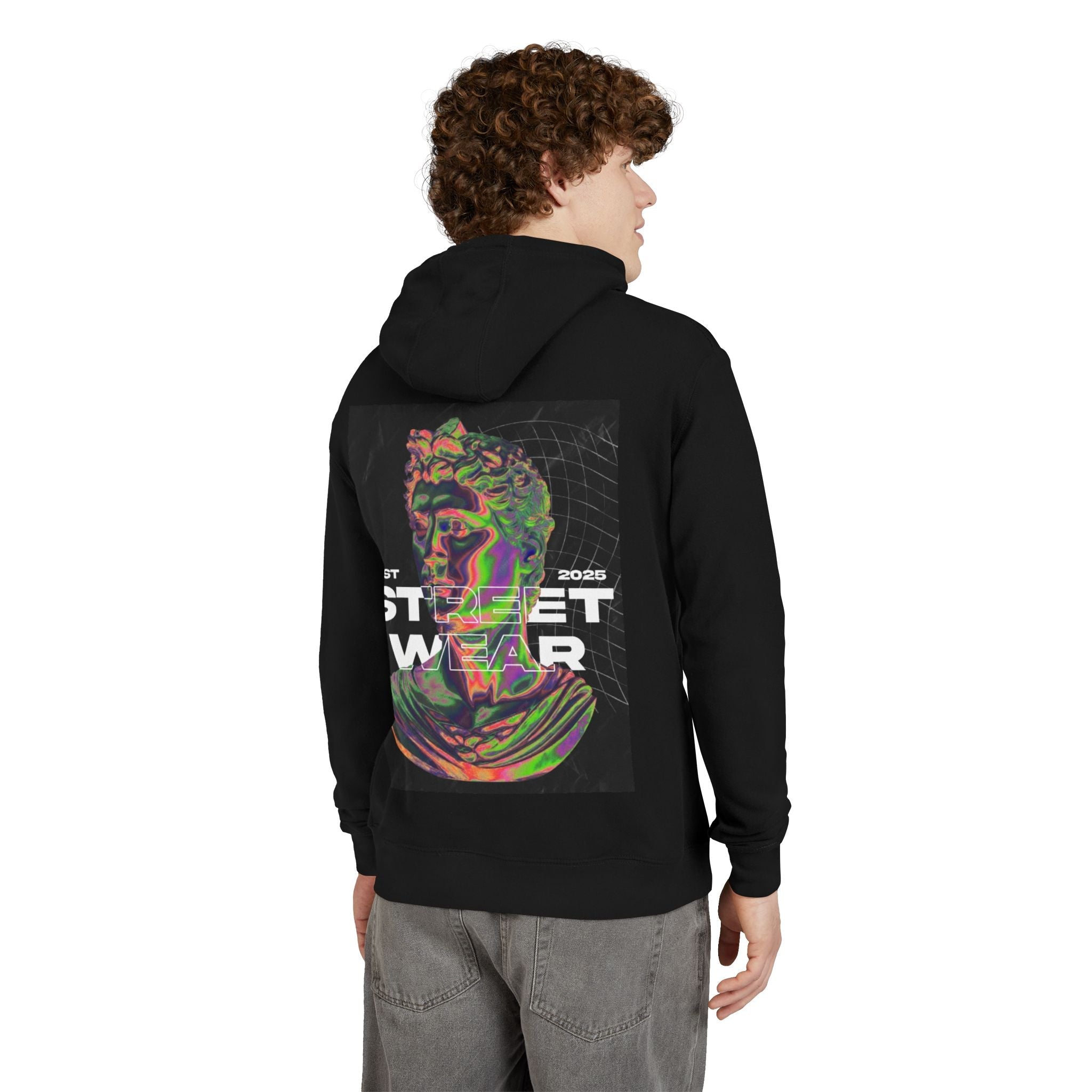 Trendy Unisex French Terry Hoodie with Abstract Street Wear Design, Cool Layering Essential, Perfect for Casual Outings Printify