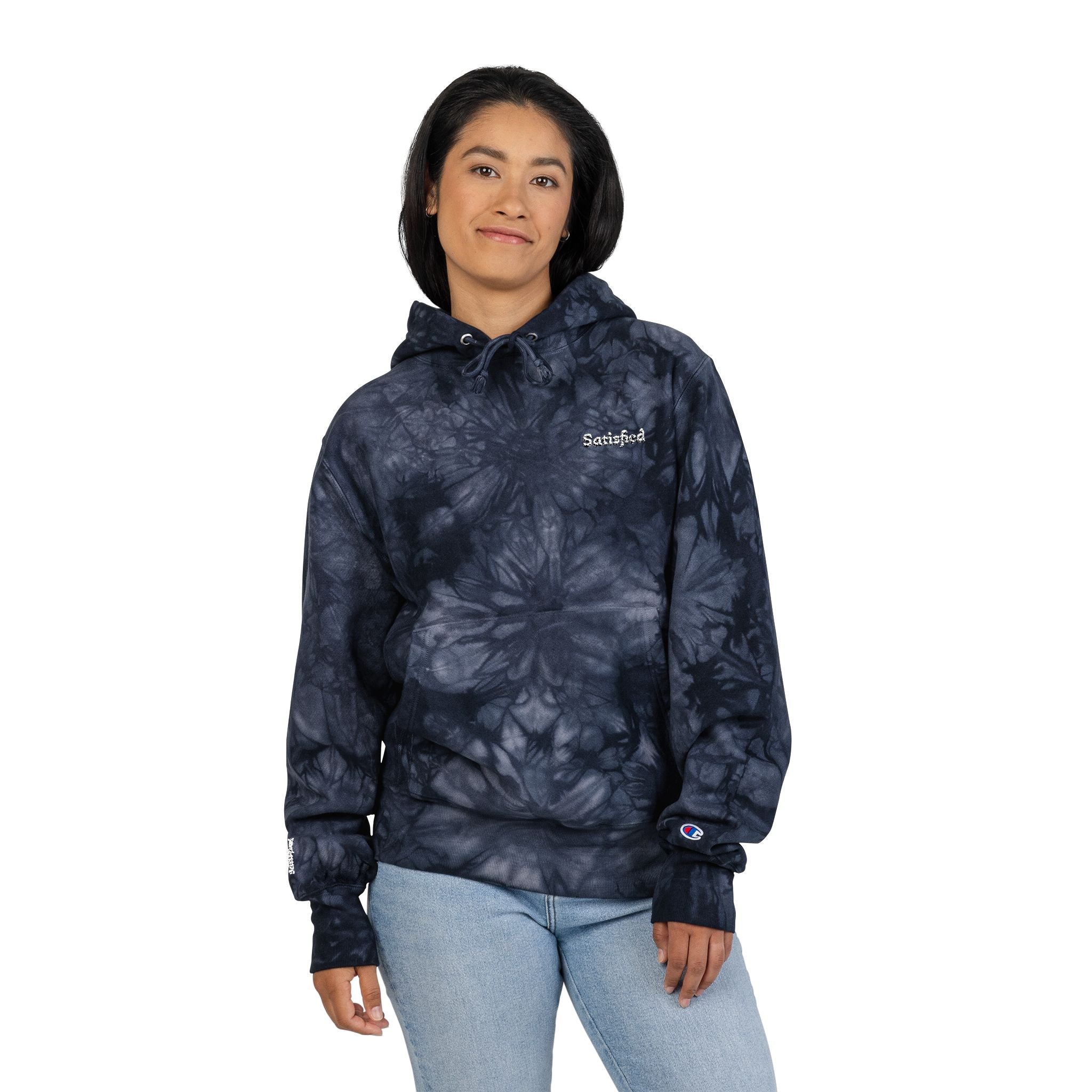 Tie-Dye Champion Hoodie - Cozy and Stylish Unisex Embroidered Sweater Printify