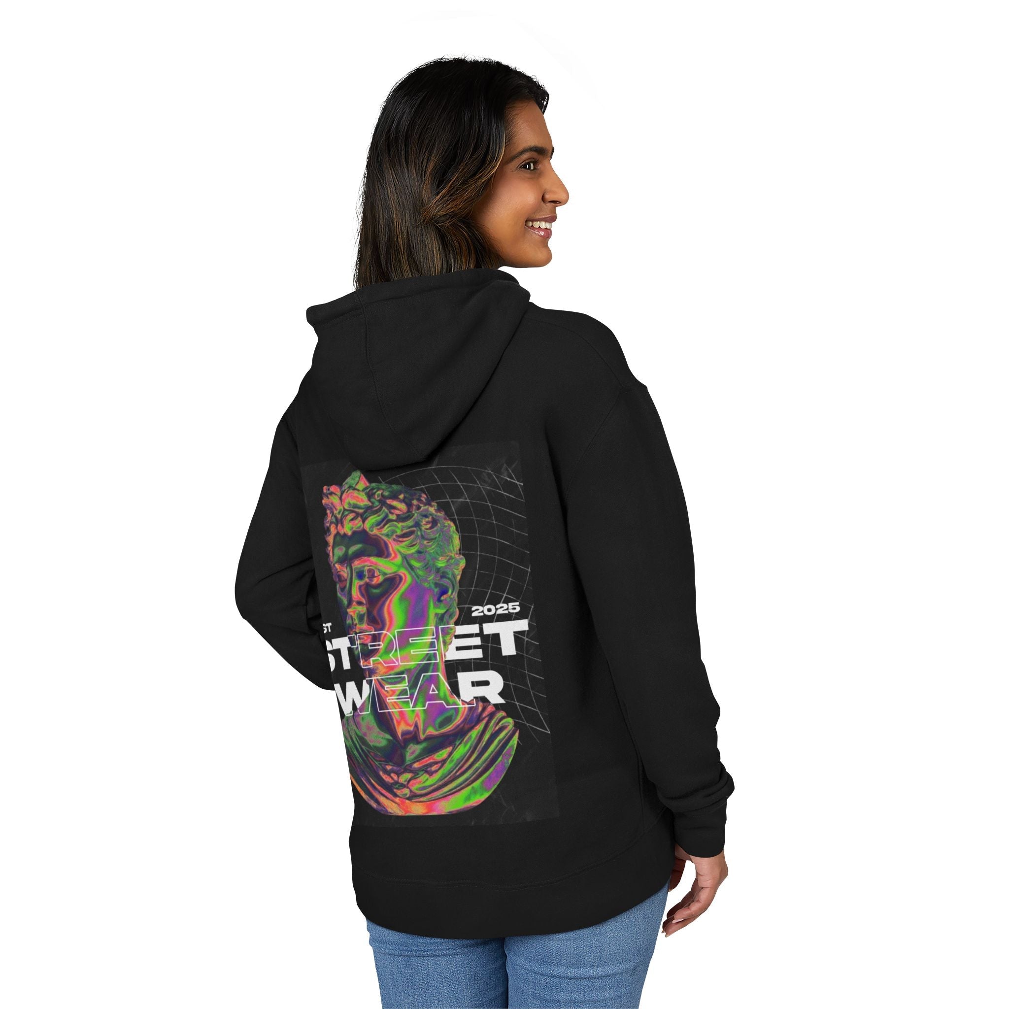 Trendy Unisex French Terry Hoodie with Abstract Street Wear Design, Cool Layering Essential, Perfect for Casual Outings Printify