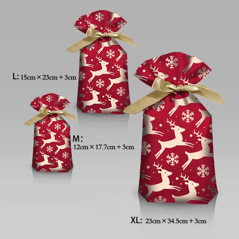 Merry Christmas Candy Bag Santa Gift Bag Snowflake Drawstring Bag Christmas Decorations for Home New Year 2022 Noel Presents Econic Blanks