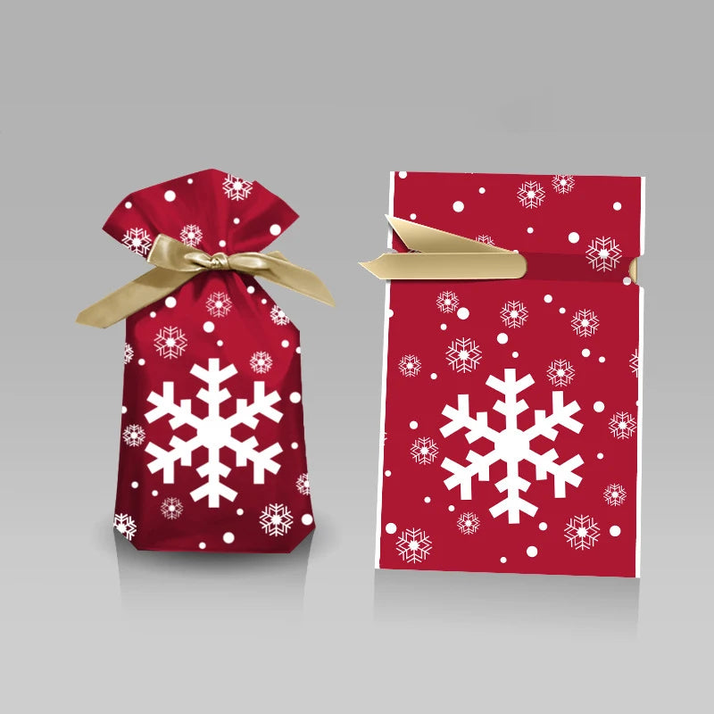 Merry Christmas Candy Bag Santa Gift Bag Snowflake Drawstring Bag Christmas Decorations for Home New Year 2022 Noel Presents Econic Blanks