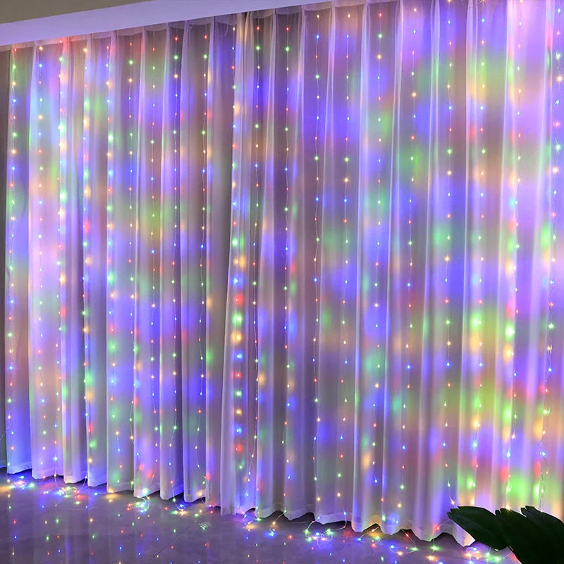 Christmas Lights LED Fairy String Curtain Lights 8 Mode Remote USB Festoon Christmas Decor For Home Holiday New Year Lamp Econic Blanks