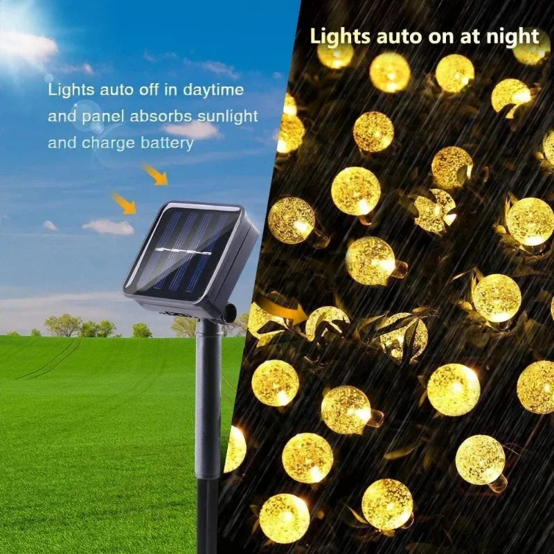 2024 New Solar Crystal Globe LED String Lights LED Solar Outdoor Light IP65 Fairy Light Christmas Garland for Garden Party Decor Econic Blanks