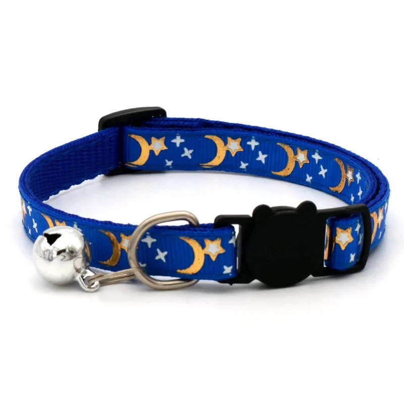 Cat Collar With Bell Cartoon Star Moon Dog Puppy Cat Kitten Collar Adjustable Safety Bell Ring Necklace Cat Jewelry Econic Blanks