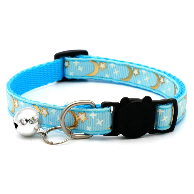 Cat Collar With Bell Cartoon Star Moon Dog Puppy Cat Kitten Collar Adjustable Safety Bell Ring Necklace Cat Jewelry Econic Blanks