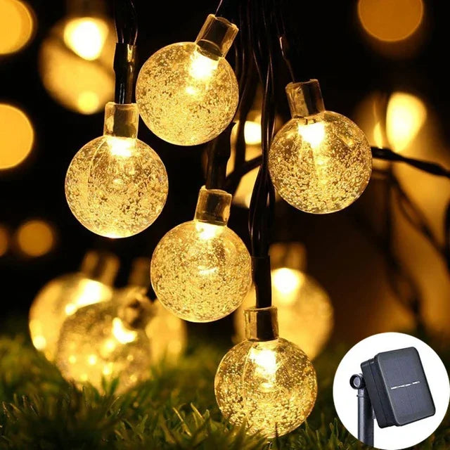 2024 New Solar Crystal Globe LED String Lights LED Solar Outdoor Light IP65 Fairy Light Christmas Garland for Garden Party Decor Econic Blanks