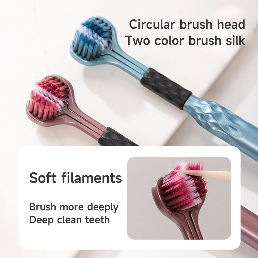 3-Sided Toothbrush for Comprehensive Cleaning | Ideal Angle Design | Raised Tongue Coating Brush | 2-Pack | Soft Bristles for Ge Econic Blanks
