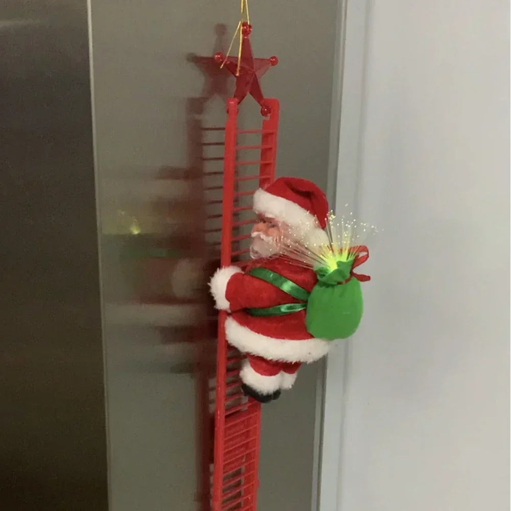 Electric Climbing Ladder Santa Claus Music Doll Christmas Ornament Decoration for Home Christmas Tree Hanging Decor NewYear Gift Econic Blanks