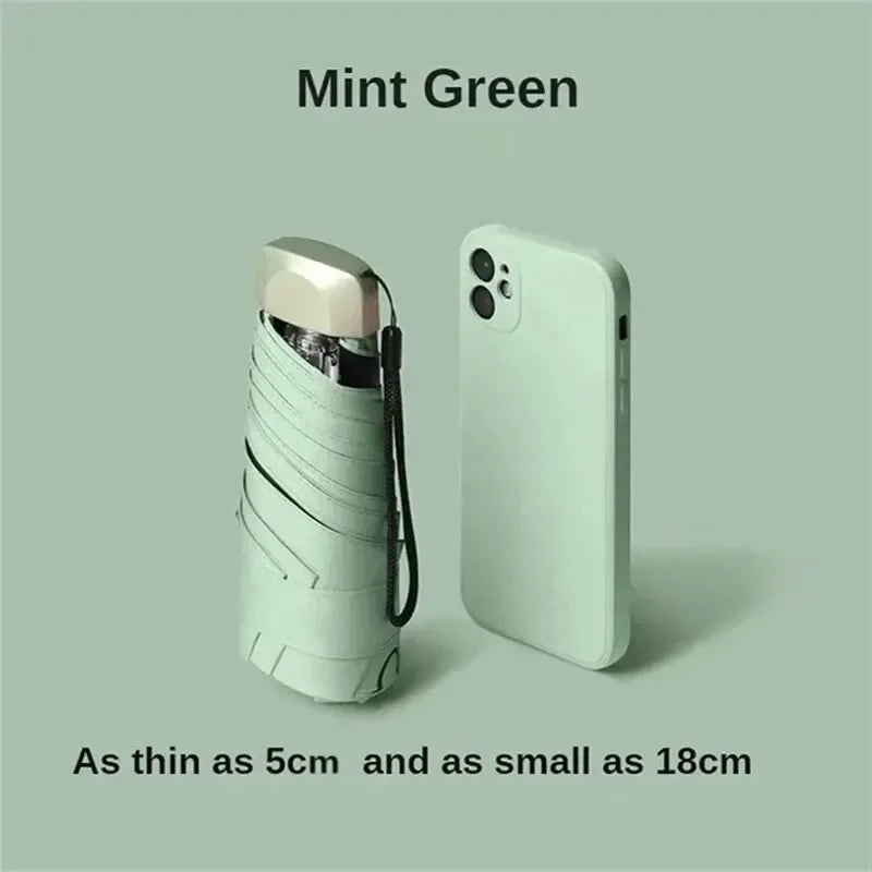 1Pc 55% Off Mini Sun Umbrella Pocket Rain Umbrella Vinyl Folding UV Ultraviolet Protection Sun Shade Pocket Parasol Capsule Econic Blanks