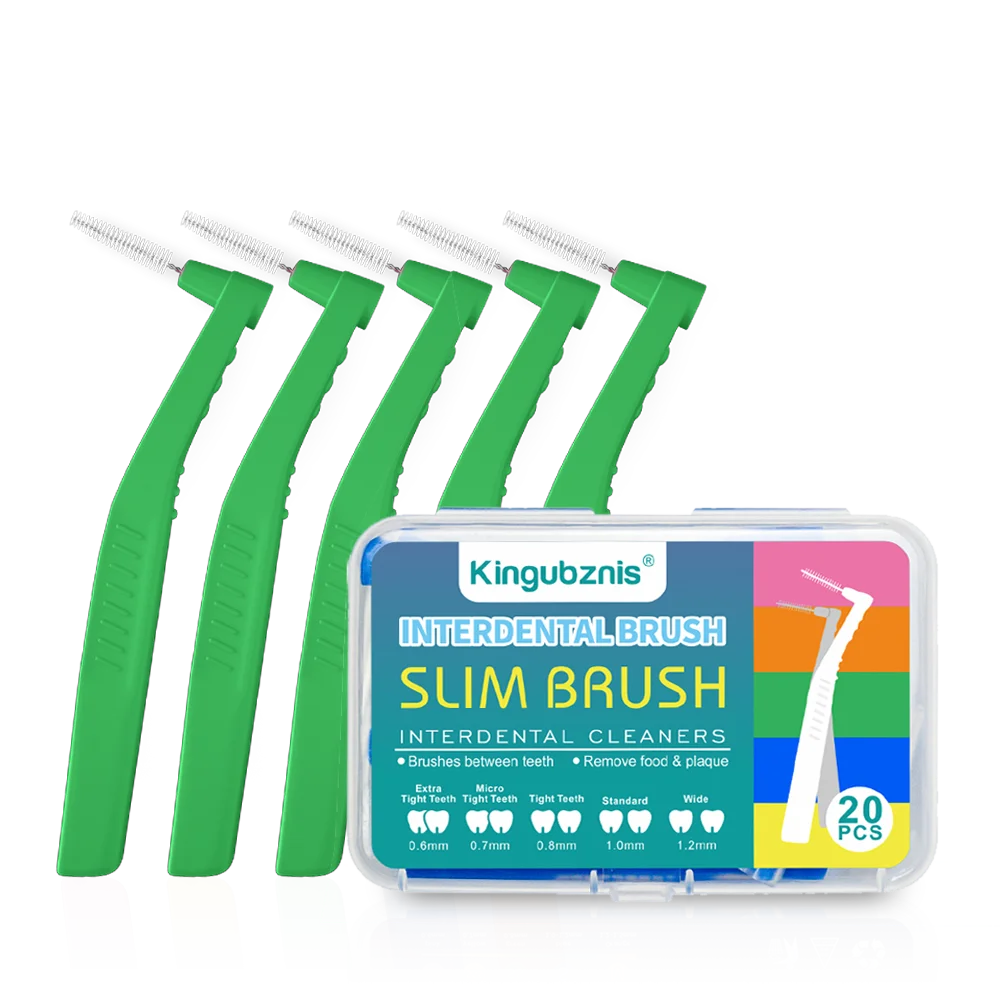Kingubznis 20pcs Interdental Brush For Dental Orthodontics Clean Between Teeth Cleaning Tools Soft Mini Brush With Dust Cover Econic Blanks