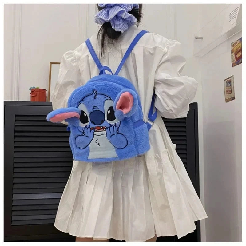 New Disney Plush Backpack Ins Japanese Blue Stitch Funny Cartoon Large-Capacity Student Backpack Kindergarten Bag Child Gift Econic Blanks