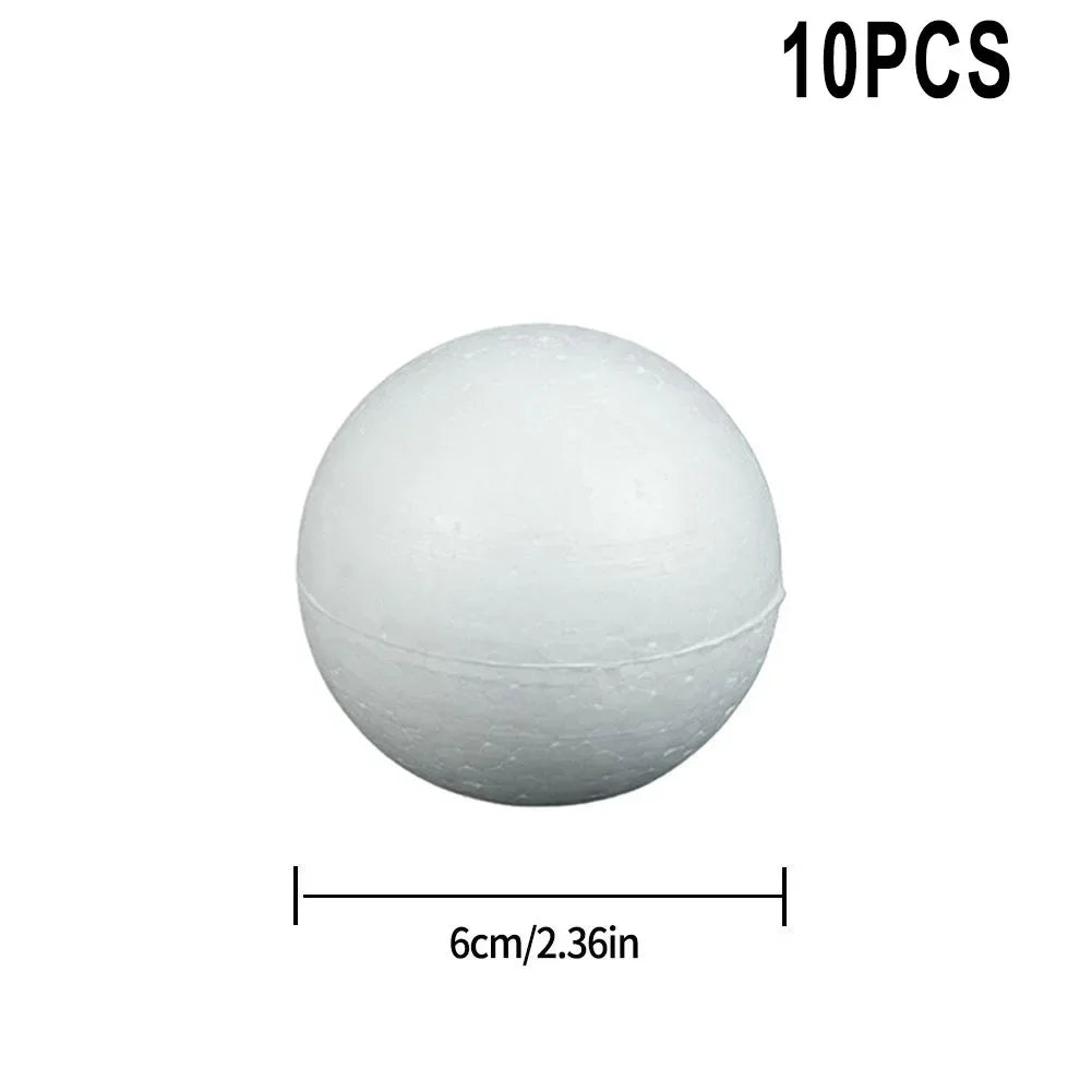 10pcs Solid Foam Balls 50mm–100mm – Polystyrene Round DIY Accessories for Crafts, Party & Christmas Decorations Econic Blanks