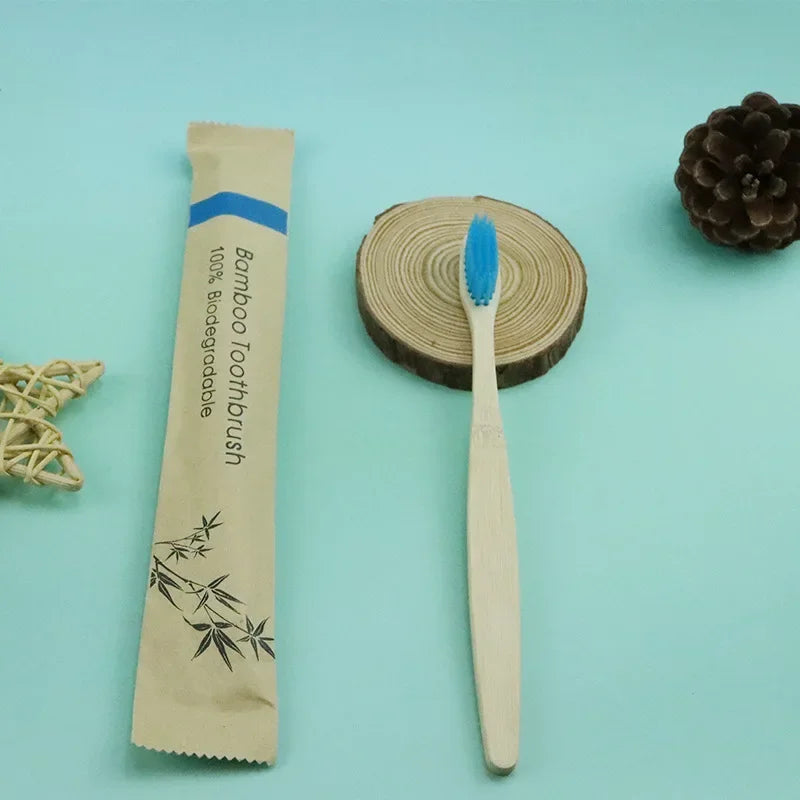 Natural Colorful Toothbrush Eco Soft Bristle Bamboo Toothbrush Bamboo Charcoal Vegan Tooth Dental Oral Care Plastic Free 10Pcs Econic Blanks