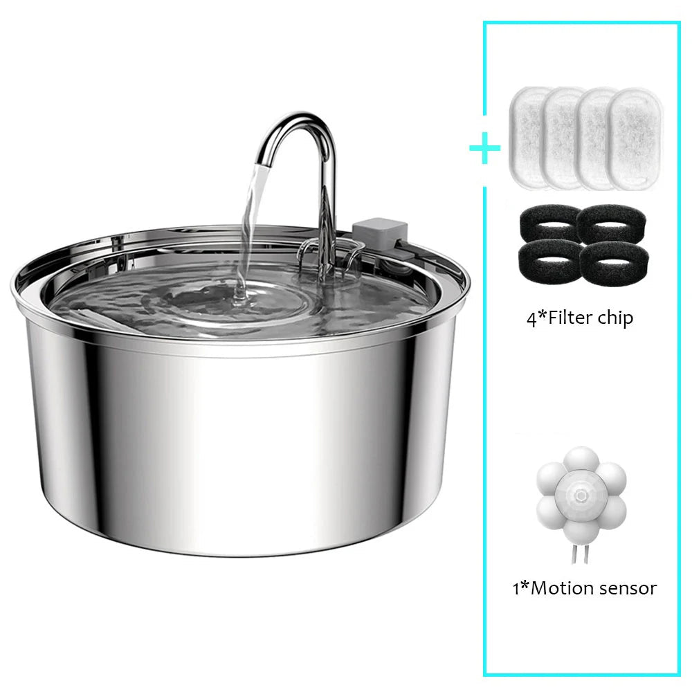 Stainless Steel Pet Water Feeder Cat Automatic Water Fountain USB Electric Mute for Cat Dog Filter Fountain Smart Drinking Bowl Econic Blanks