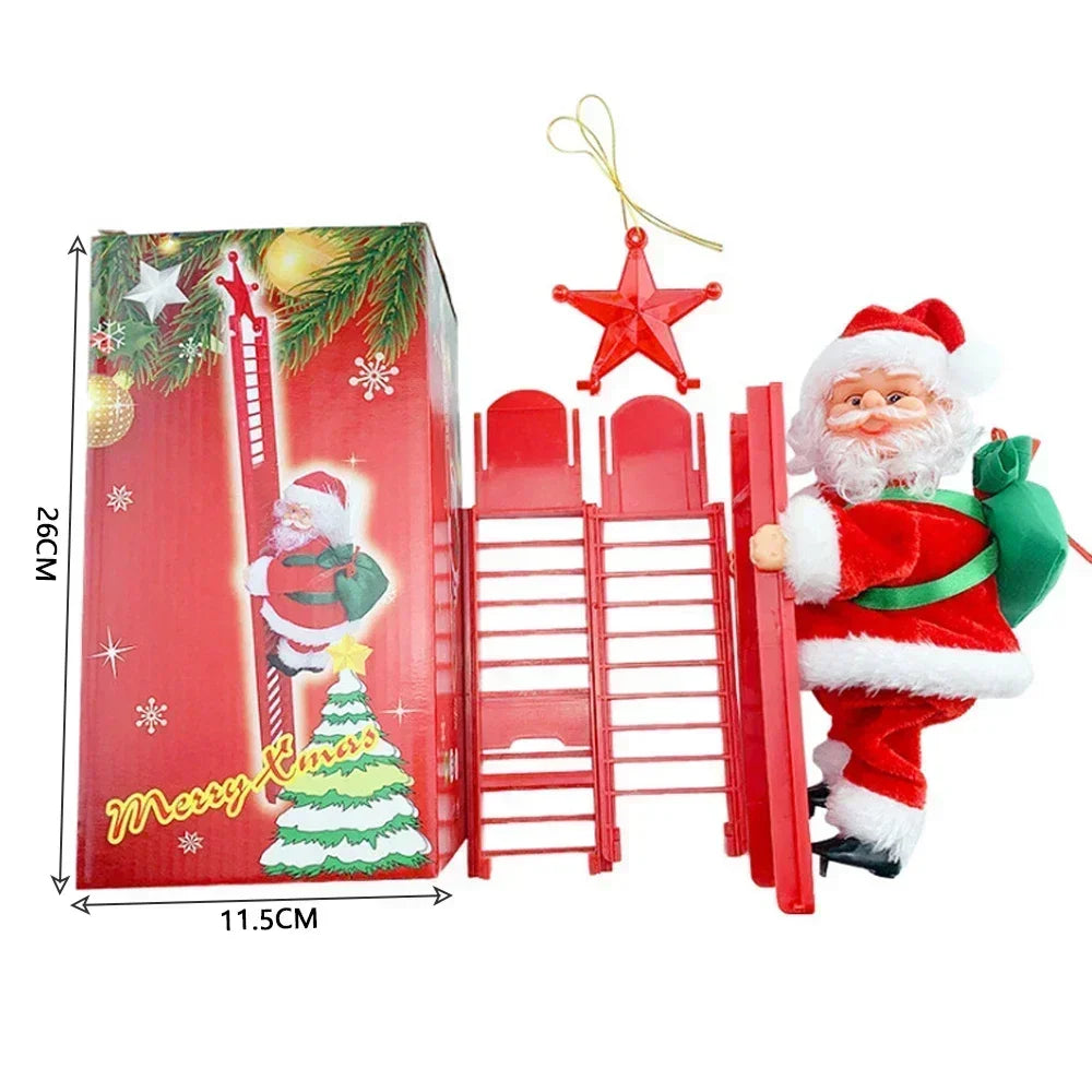 Electric Climbing Ladder Santa Claus Music Doll Christmas Ornament Decoration for Home Christmas Tree Hanging Decor NewYear Gift Econic Blanks