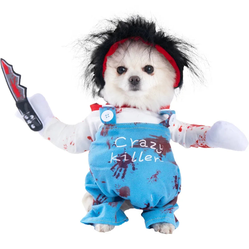 1PCS Halloween Dagger Pet Transformation Dress Festival Funny Knife Holding Dog Clothes Cat Standing Dress Pet Dress Up Econic Blanks