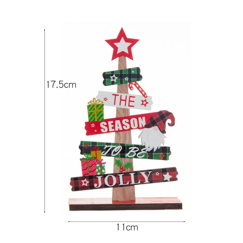 Wooden Christmas Tree Desktop Ornament Santa Claus Merry Christmas Sign Plaque Xmas Decoration for Home 2025 New Years Noel Gift Econic Blanks