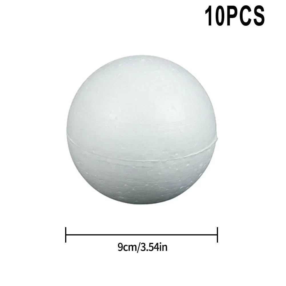 10pcs Solid Foam Balls 50mm–100mm – Polystyrene Round DIY Accessories for Crafts, Party & Christmas Decorations Econic Blanks