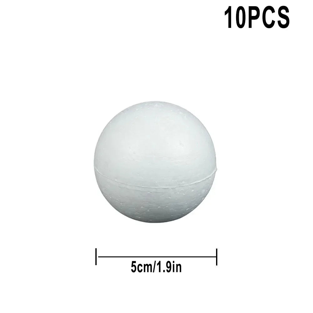 10pcs Solid Foam Balls 50mm–100mm – Polystyrene Round DIY Accessories for Crafts, Party & Christmas Decorations Econic Blanks