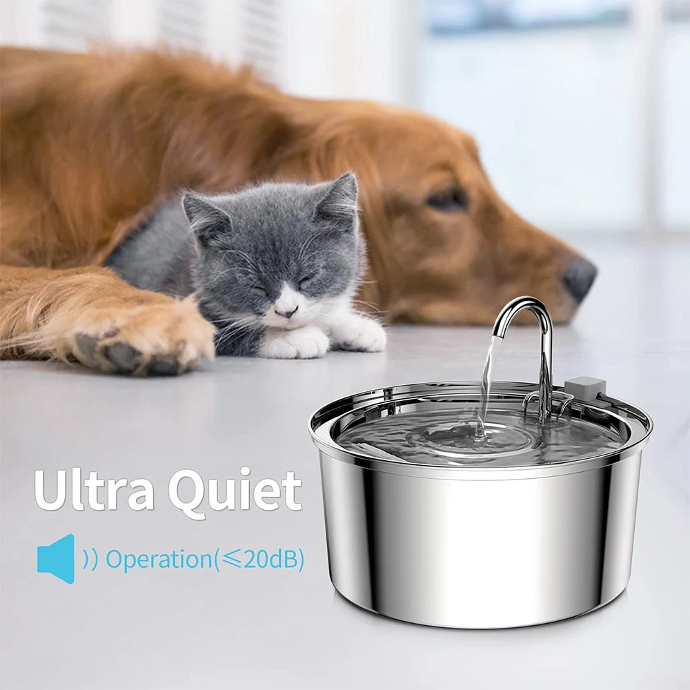 Stainless Steel Pet Water Feeder Cat Automatic Water Fountain USB Electric Mute for Cat Dog Filter Fountain Smart Drinking Bowl Econic Blanks