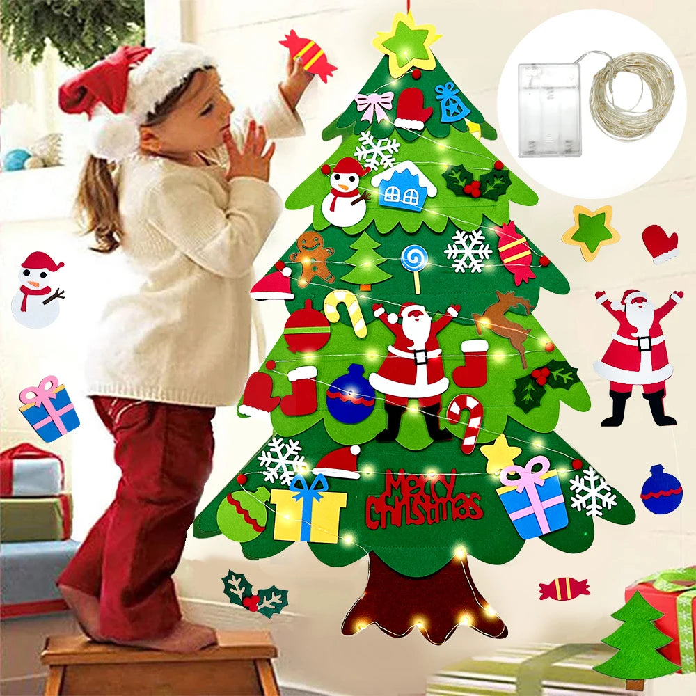 DIY Felt Christmas Tree Christmas Decoration for Home Navidad 2022 New Year Christmas Ornaments Santa Claus Xmas Kids Gifts Econic Blanks