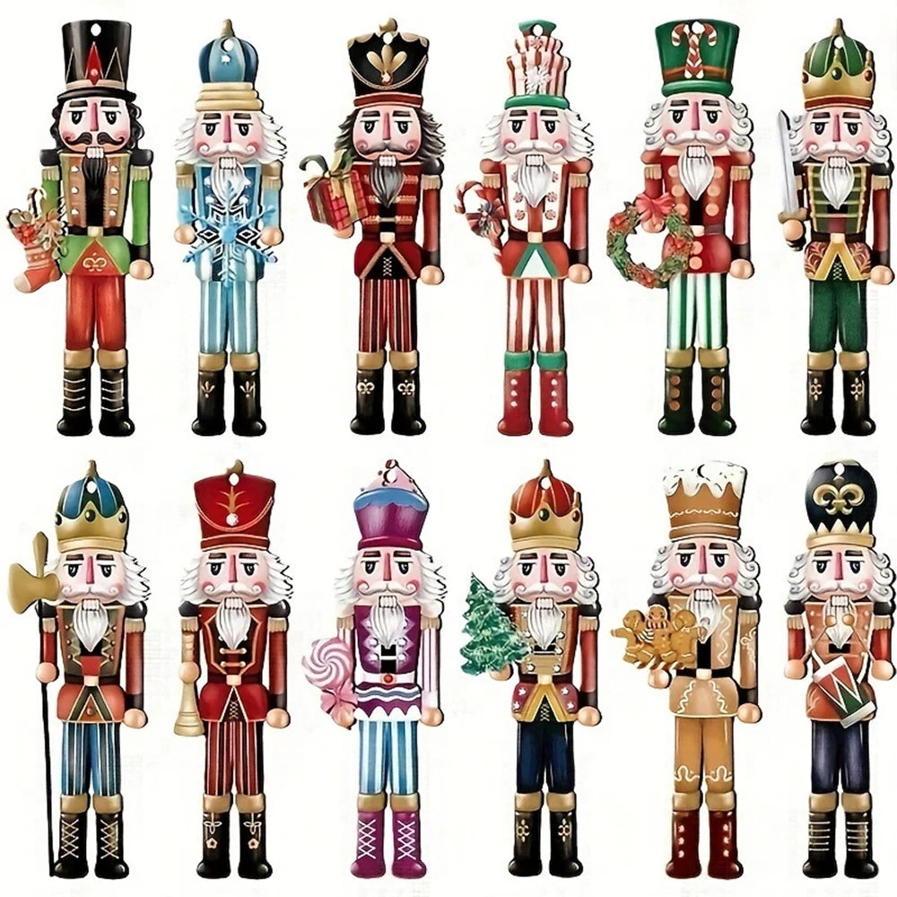 12PCS Nutcracker Wooden Decorative Set - Christmas Gift, Party Decoration And Home Decor Econic Blanks
