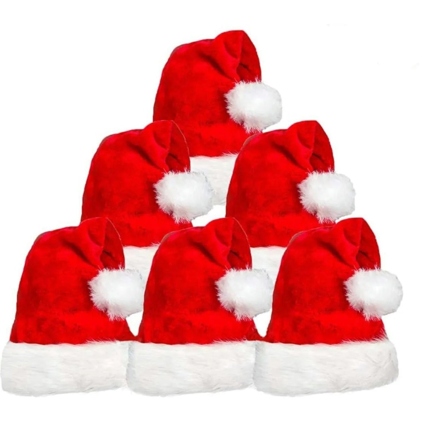 Fluffy Red Santa Hats Set with Plush Brim and Liner for Adults Men Women - Christmas, New Year Party Supplies & Gifts Econic Blanks
