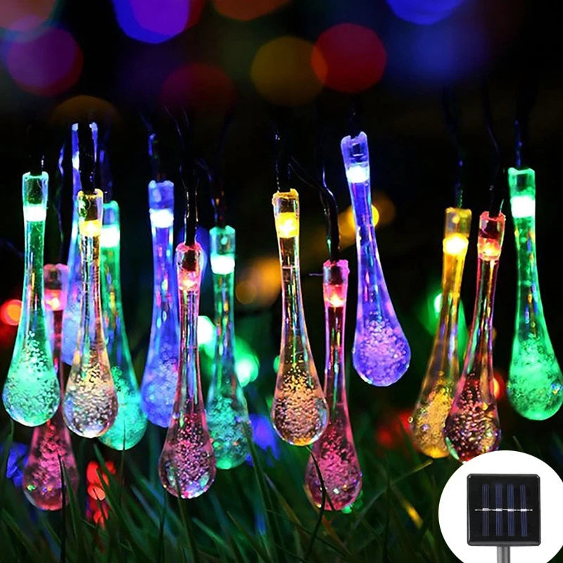 Solar Water Drop Lights 20/30/100LEDs Waterproof Outdoor Fairy String Light for Garden Courtyard Christmas Wedding Party Decor Econic Blanks