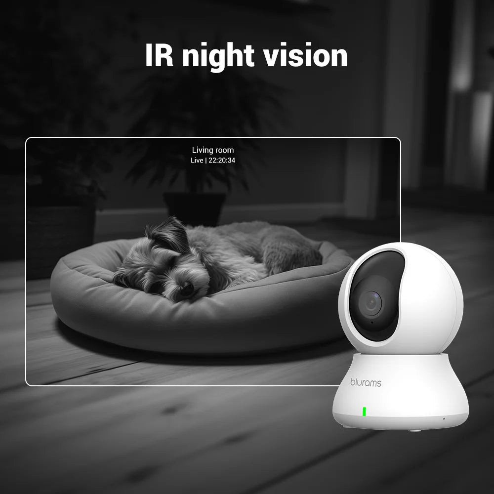 Blurams 2.4&5G WiFi Indoor Camera, 2K, 360° PTZ Pet Dog IP CCTV Camera with Phone App, 2-Way Talk, Night Vision, for Home Securi Econic Blanks