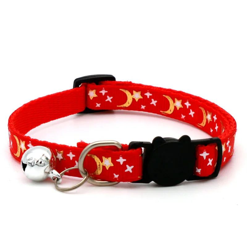 Cat Collar With Bell Cartoon Star Moon Dog Puppy Cat Kitten Collar Adjustable Safety Bell Ring Necklace Cat Jewelry Econic Blanks