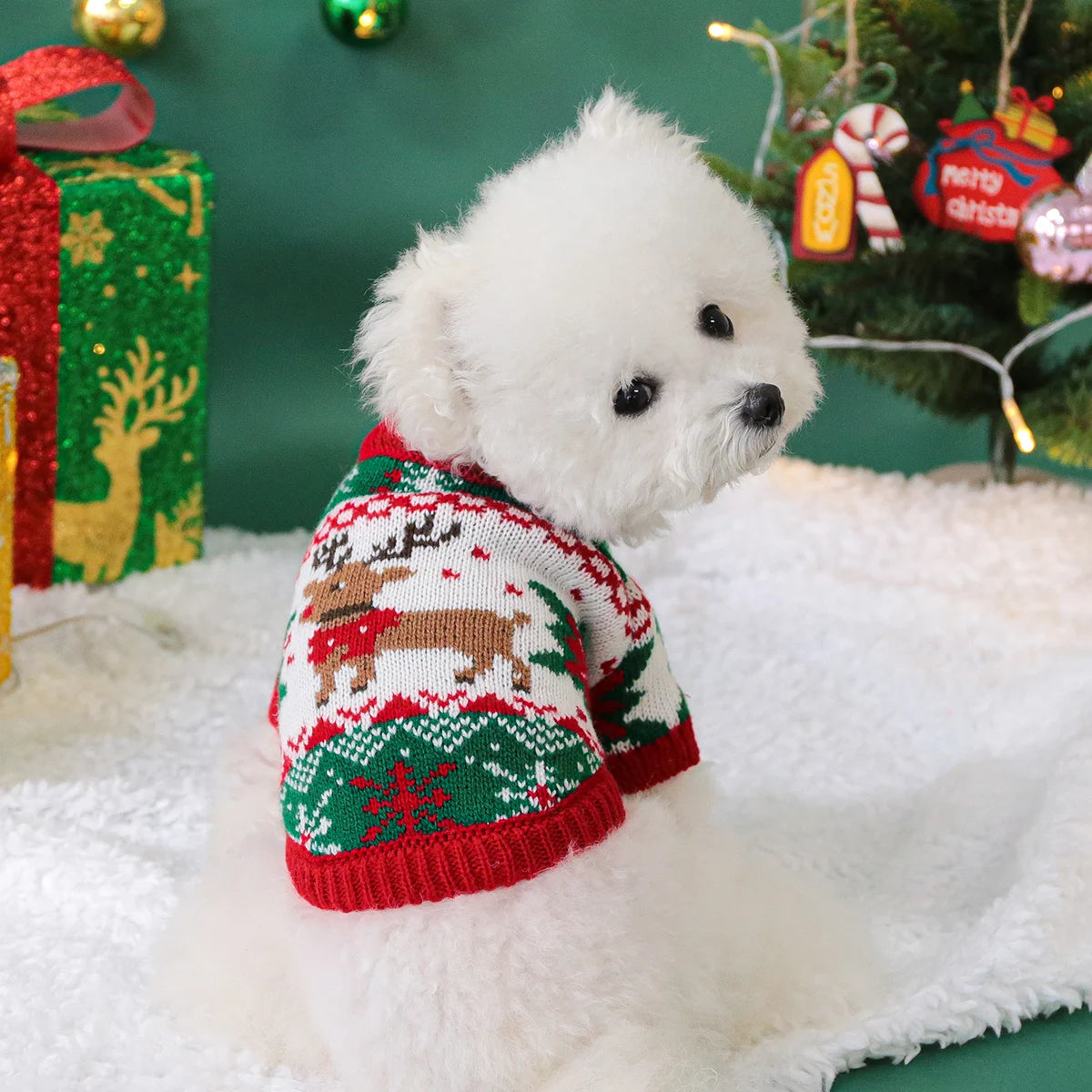 Pet Cute Christmas Rudolph Elk Sweater Dog Autumn and Winter Warm Thread Clothes Happy Cat Wear Clothes Econic Blanks