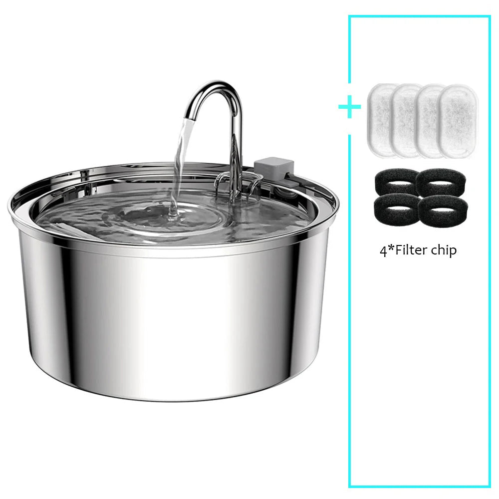 Stainless Steel Pet Water Feeder Cat Automatic Water Fountain USB Electric Mute for Cat Dog Filter Fountain Smart Drinking Bowl Econic Blanks