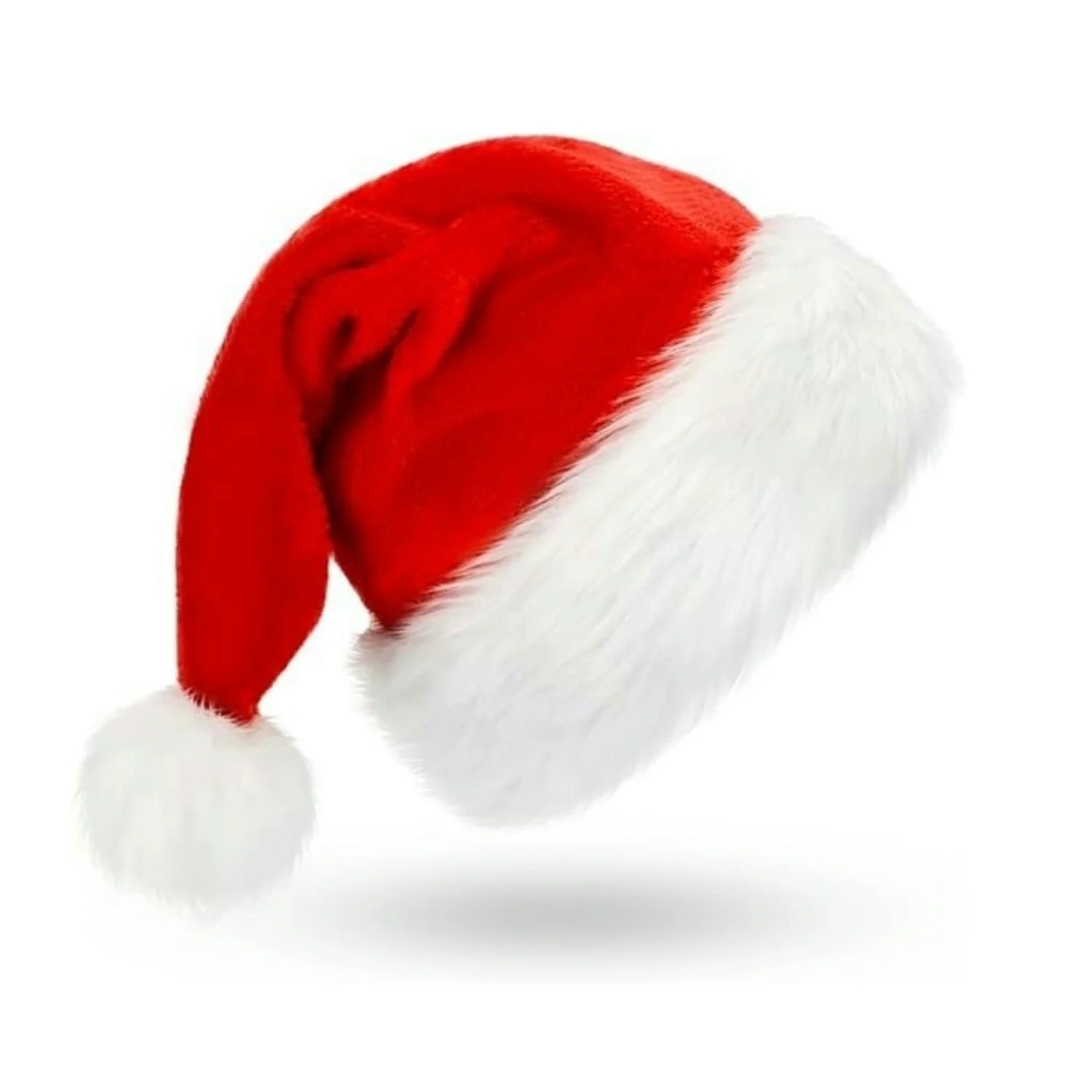 Fluffy Red Santa Hats Set with Plush Brim and Liner for Adults Men Women - Christmas, New Year Party Supplies & Gifts Econic Blanks