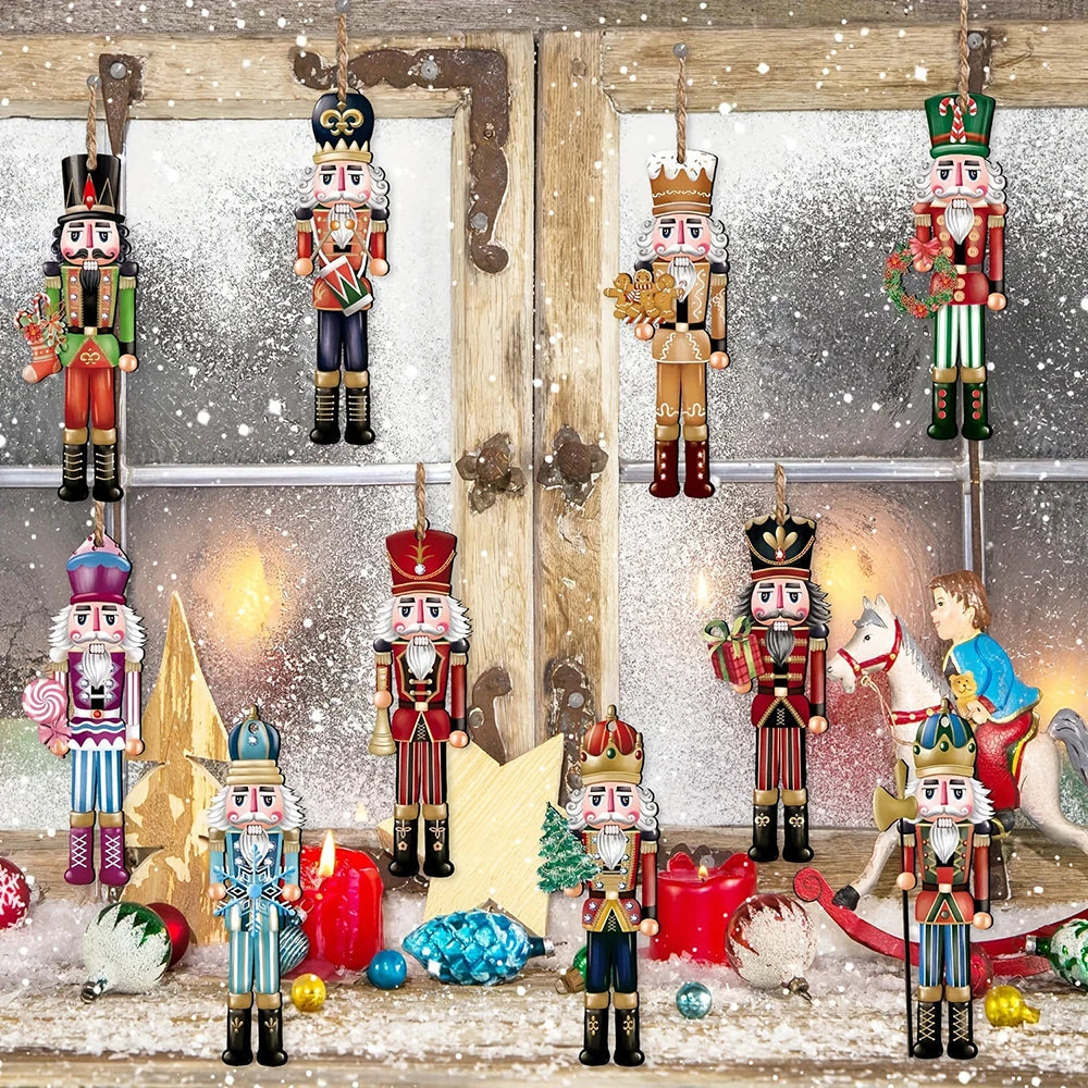 12PCS Nutcracker Wooden Decorative Set - Christmas Gift, Party Decoration And Home Decor Econic Blanks