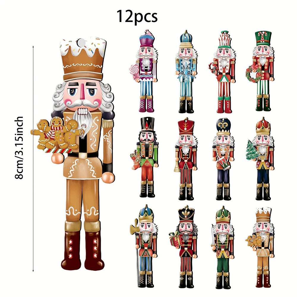 12PCS Nutcracker Wooden Decorative Set - Christmas Gift, Party Decoration And Home Decor Econic Blanks