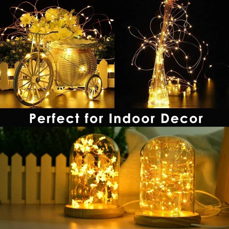 2/5/10/20/30M USB Fairy String Lights LED Sliver Wire Lights With 8 Lighting Modes Remote Control For Bedroom Christmas Decor Econic Blanks