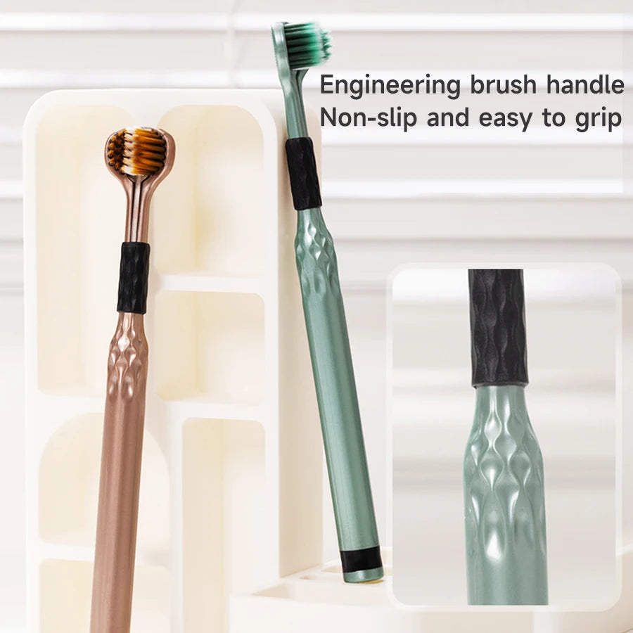 3-Sided Toothbrush for Comprehensive Cleaning | Ideal Angle Design | Raised Tongue Coating Brush | 2-Pack | Soft Bristles for Ge Econic Blanks