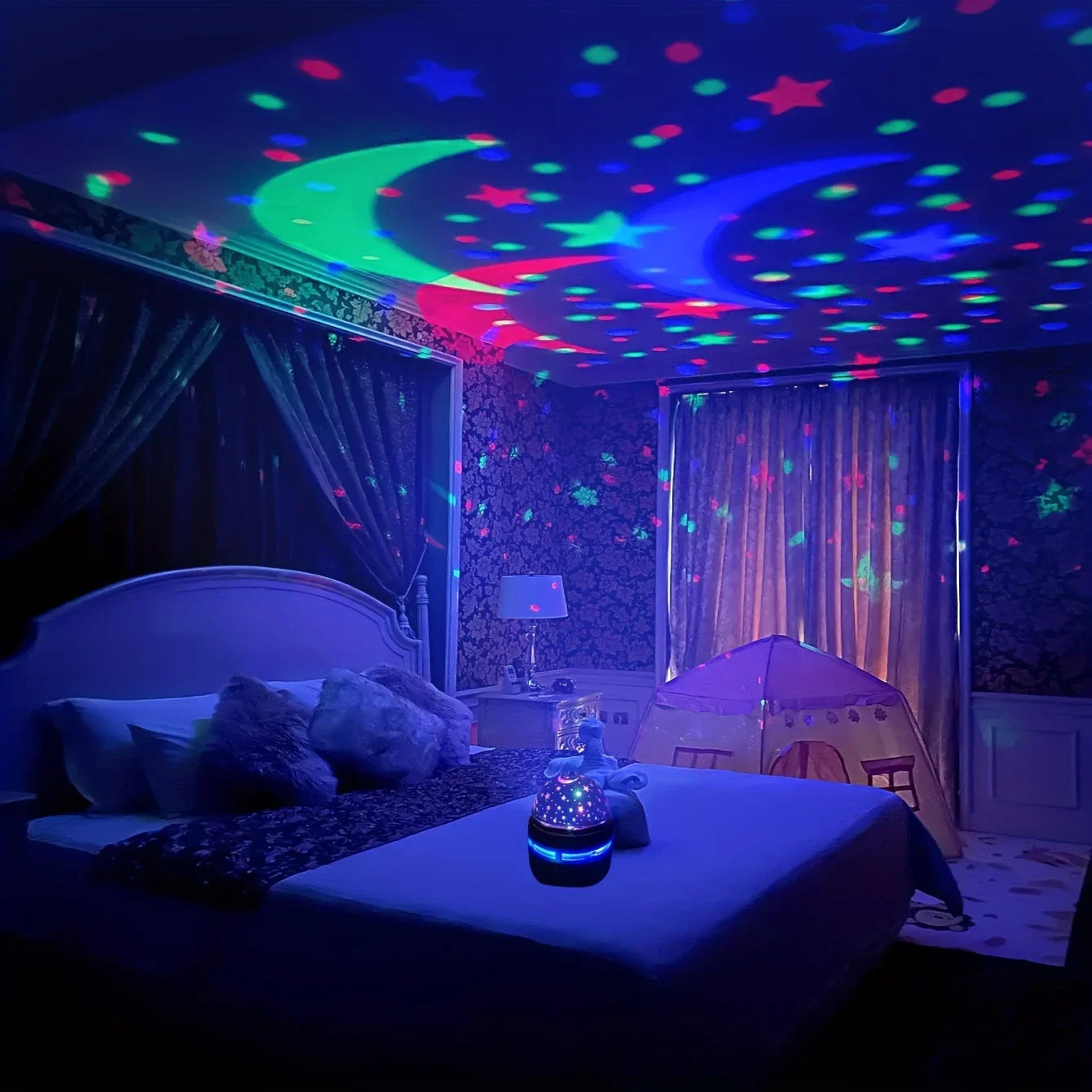 LED Starry Sky Night Lights USB Rotating Projector Lamp Magic Ball Moon Star Christmas Lights Home Room Atmosphere Decorations Econic Blanks