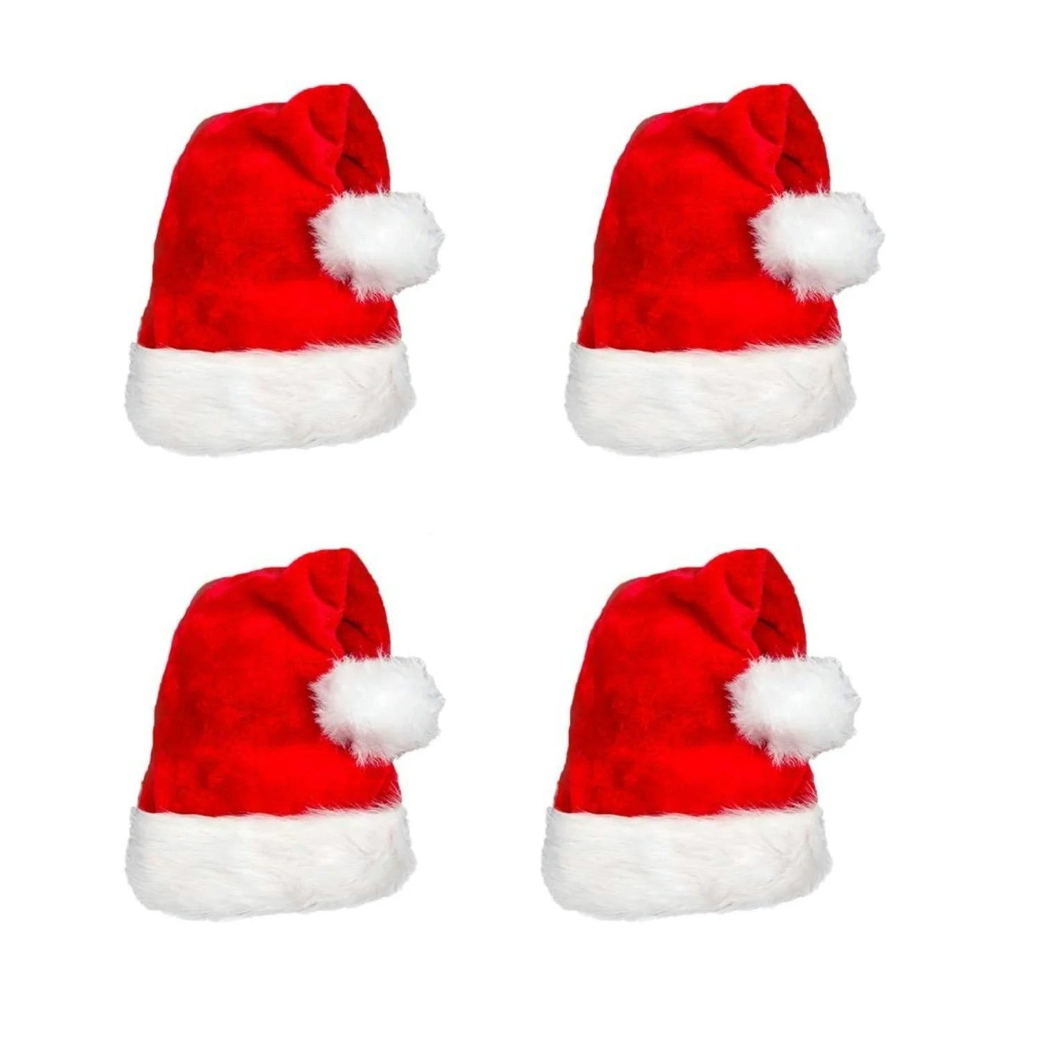 Fluffy Red Santa Hats Set with Plush Brim and Liner for Adults Men Women - Christmas, New Year Party Supplies & Gifts Econic Blanks