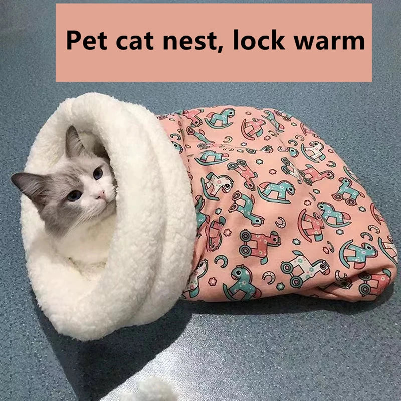 Autumn and winter warm cat kennel, closed cat bed, cute cat sleeping bag, Christmas essential pet supplies Econic Blanks