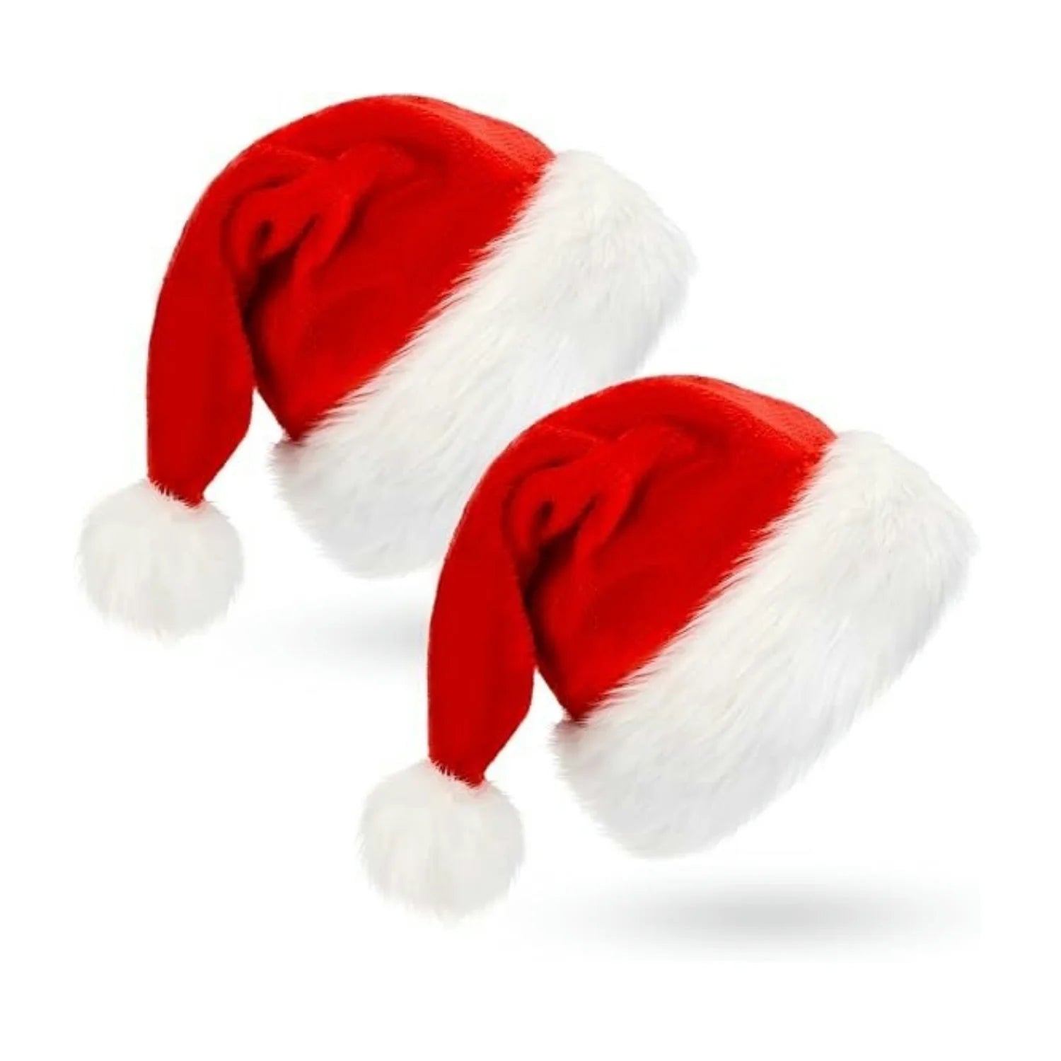 Fluffy Red Santa Hats Set with Plush Brim and Liner for Adults Men Women - Christmas, New Year Party Supplies & Gifts Econic Blanks