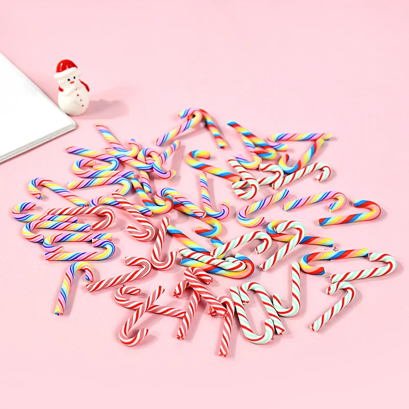 10/30/50Pcs Mini Candy Cane Christmas Decoration Red White Resin Candy DIY Crafts Xmas Pendant Navidad Home Decor 2025 New Year Econic Blanks