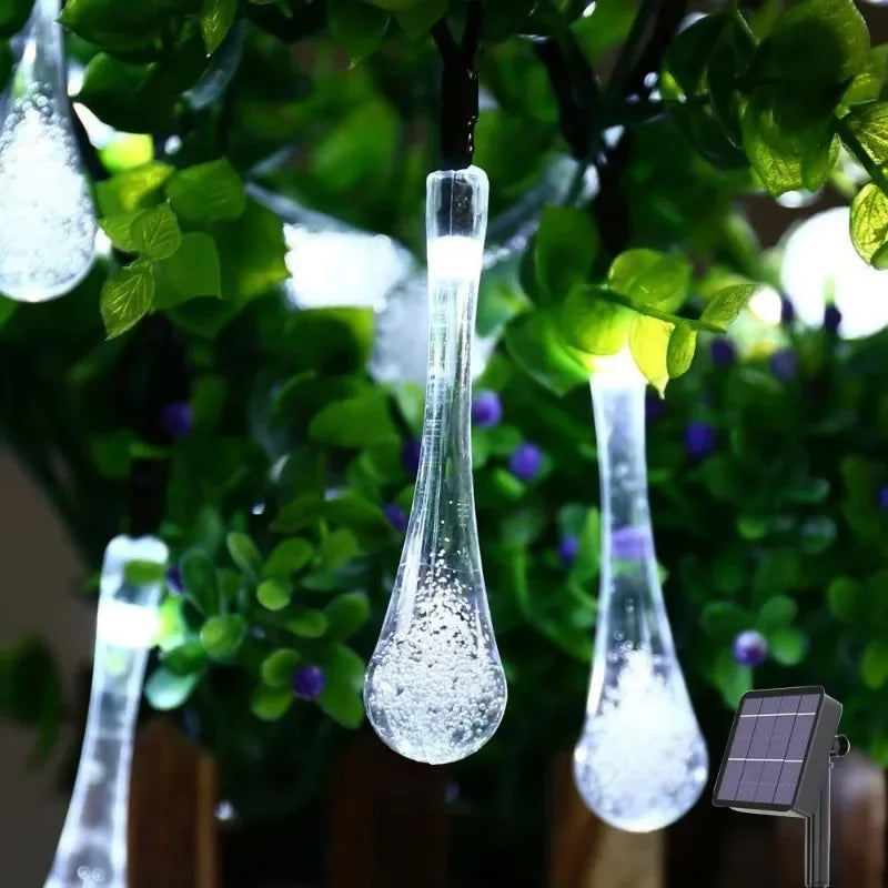 Solar Water Drop Lights 20/30/100LEDs Waterproof Outdoor Fairy String Light for Garden Courtyard Christmas Wedding Party Decor Econic Blanks