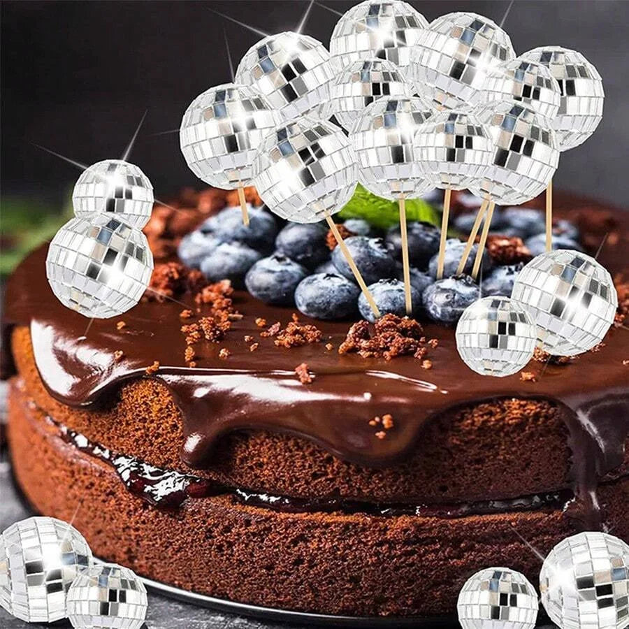 10pc Mini Mirror Disco Ball Stage Light Reflective Rotating Bright Silver Glass Ball Christmas Birthday Wedding Party Cake Decor Econic Blanks