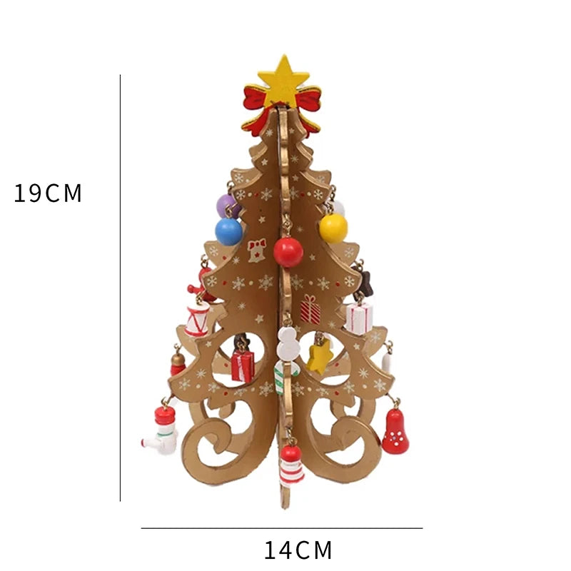 Christmas Tree Children's Handmade DIY Stereo Wooden Christmas Tree Scene Layout Christmas Decorations Ornaments Hot Econic Blanks