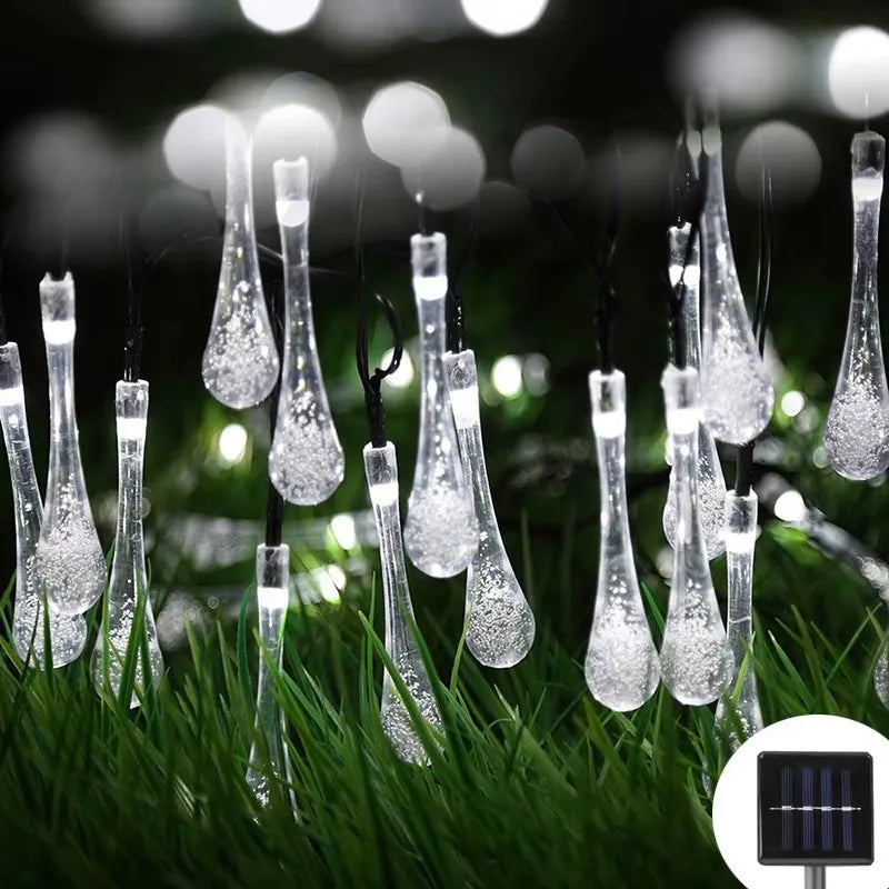Solar Water Drop Lights 20/30/100LEDs Waterproof Outdoor Fairy String Light for Garden Courtyard Christmas Wedding Party Decor Econic Blanks
