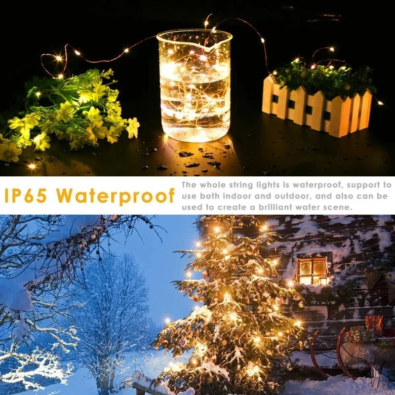 2/5/10/20/30M USB Fairy String Lights LED Sliver Wire Lights With 8 Lighting Modes Remote Control For Bedroom Christmas Decor Econic Blanks