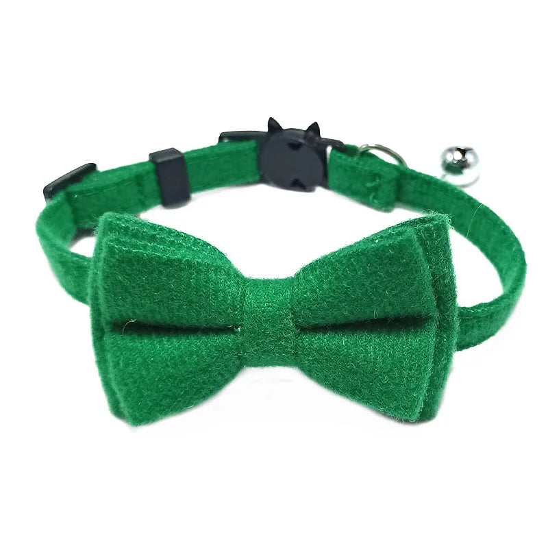 Pet Breakaway Cat Collar Bow Tie and Bell Cute Plaid Christmas Red Elastic Adjustable Dog Collar With Sash Small Bell For Cats Econic Blanks