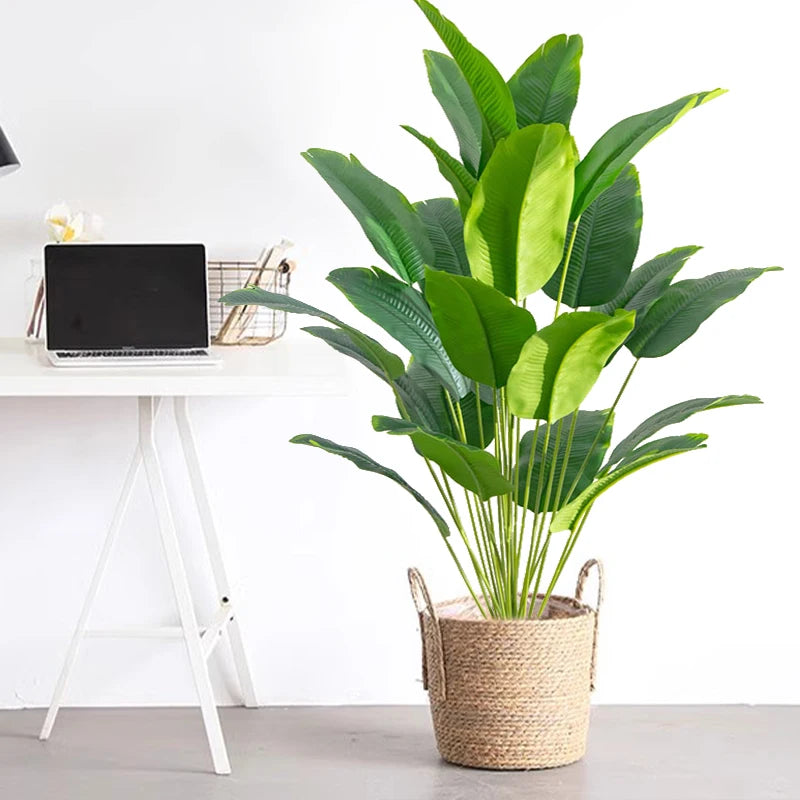 1pc Artificial Plants Large Tropical Palm Tree Fake Banana Plants Leaves Real Touch Plastic Monstera For Home Garden Party Decor Econic Blanks