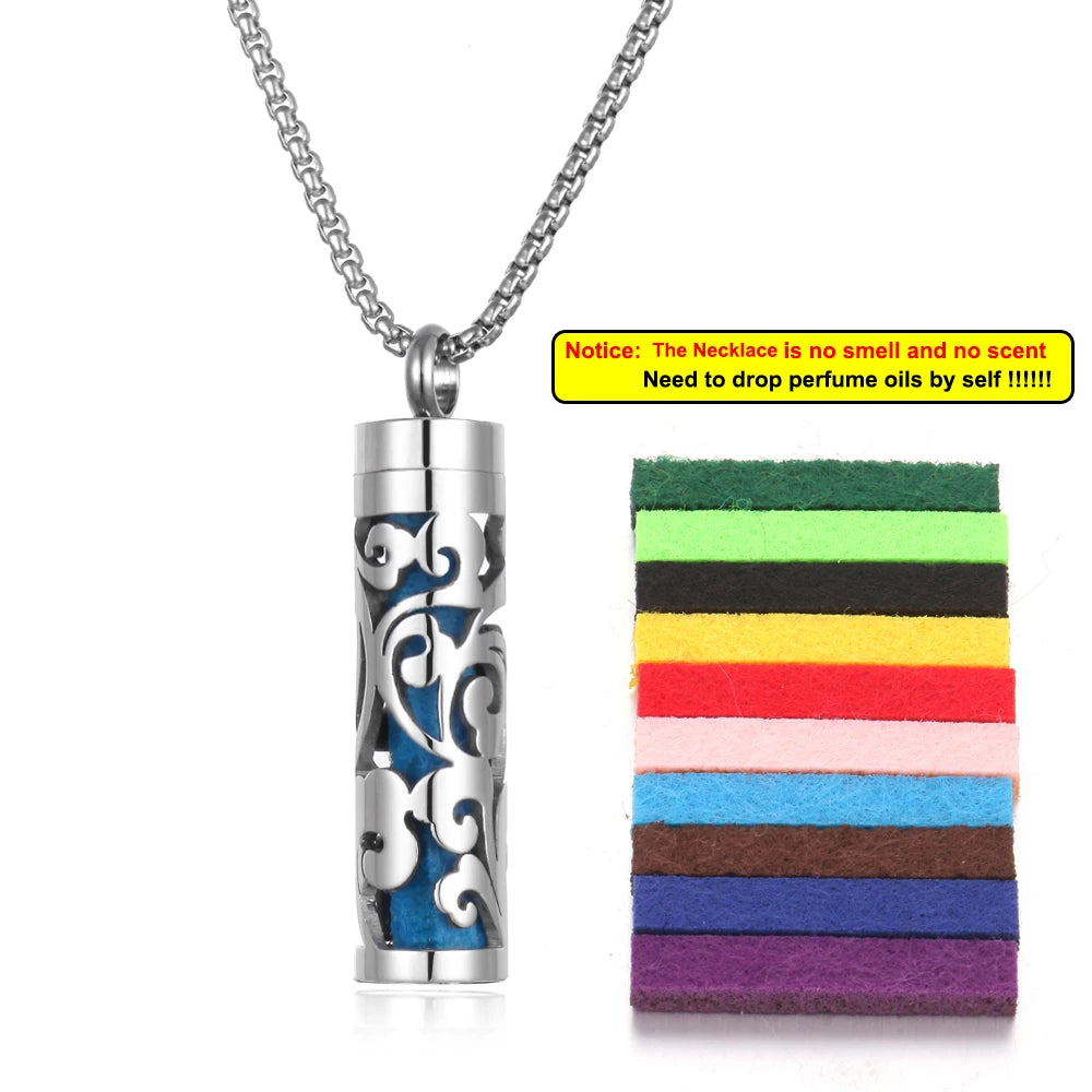 Long Strip Stainless Steel Aromatherapy Necklace Perfume Diffuser Essential Oil Diffuser Pendant Necklace Jewelry Accessories Econic Blanks